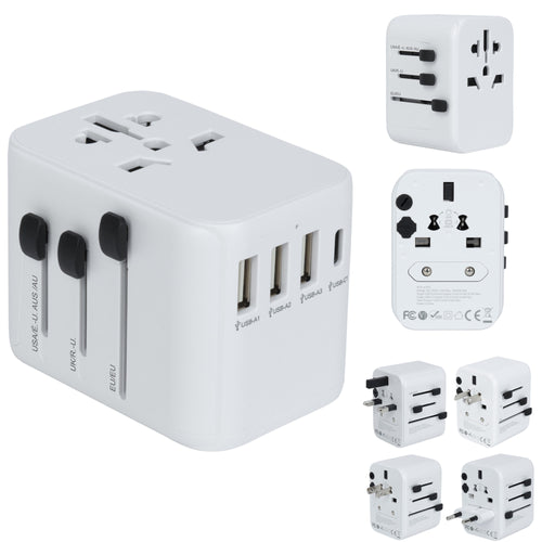 Maple Leaf Universal Travel Adaptor With 4 Usb Ports White