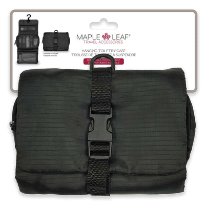 Maple Leaf Travel Hanging Toiletry Case Black