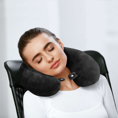 Maple Leaf Memory Foam Travel Pillow Black