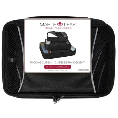 Maple Leaf Travel Packing Cubes - Set Of 3 Black,  Red