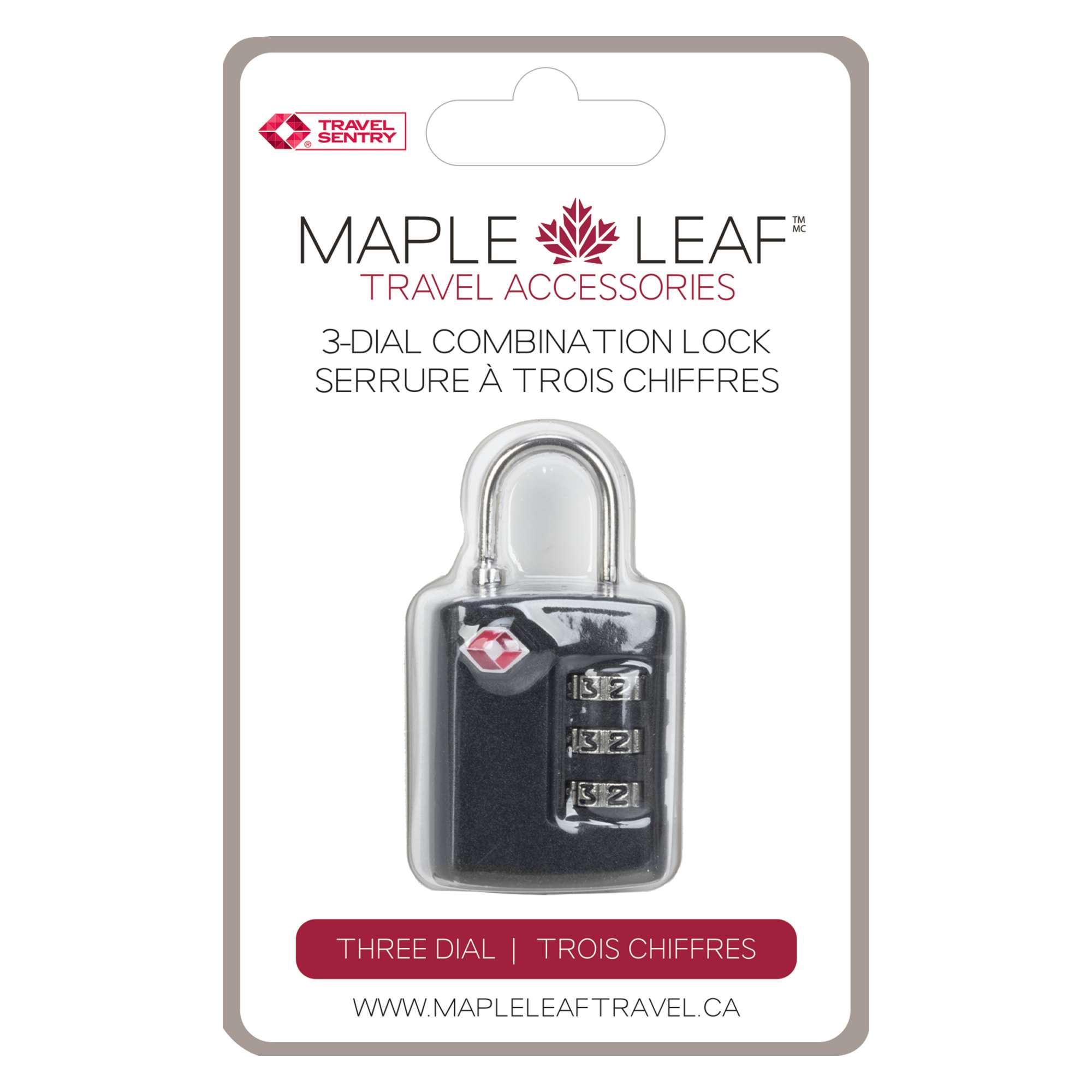 Maple Leaf Travel Sentry 3Dial Combination Lock