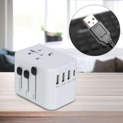 Maple Leaf Universal Travel Adaptor With 4 Usb Ports White