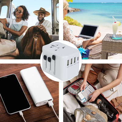 Maple Leaf Universal Travel Adaptor With 4 Usb Ports White