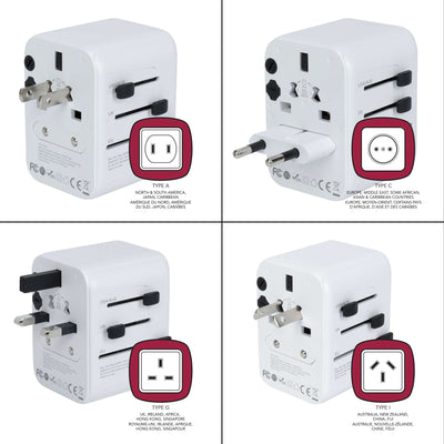 Maple Leaf Universal Travel Adaptor With 4 Usb Ports White