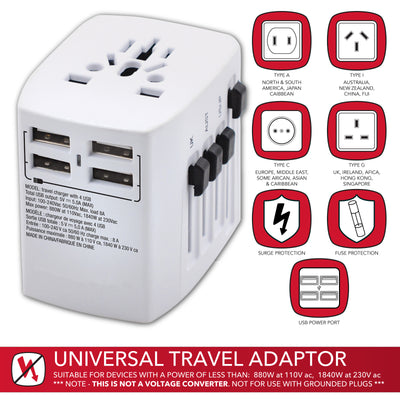 Universal Travel Adaptor with 4 USB Ports